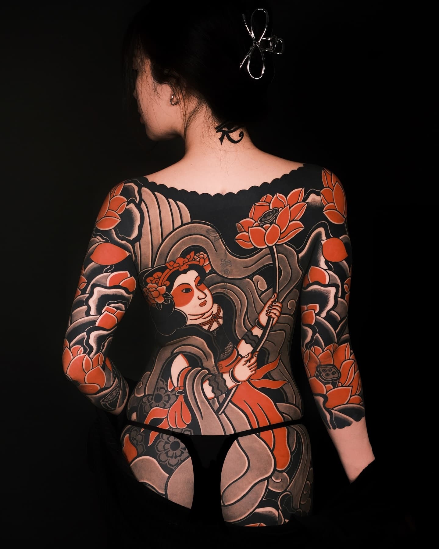 Full Body Tennyo & Flower Tattoo by HALEMINHX