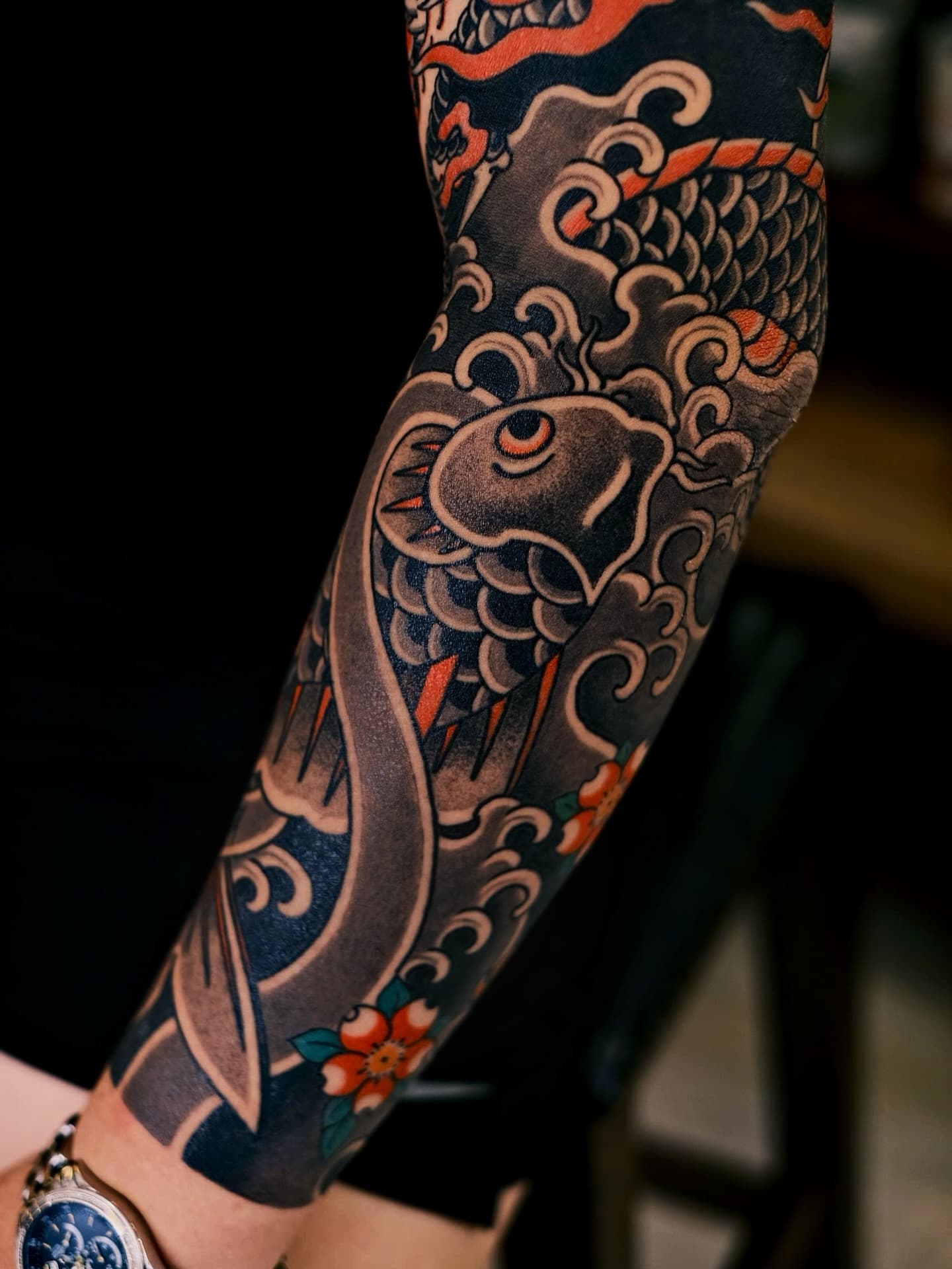 Japanese Irezumi Full Sleeve — Dragon & Fish — project media 1