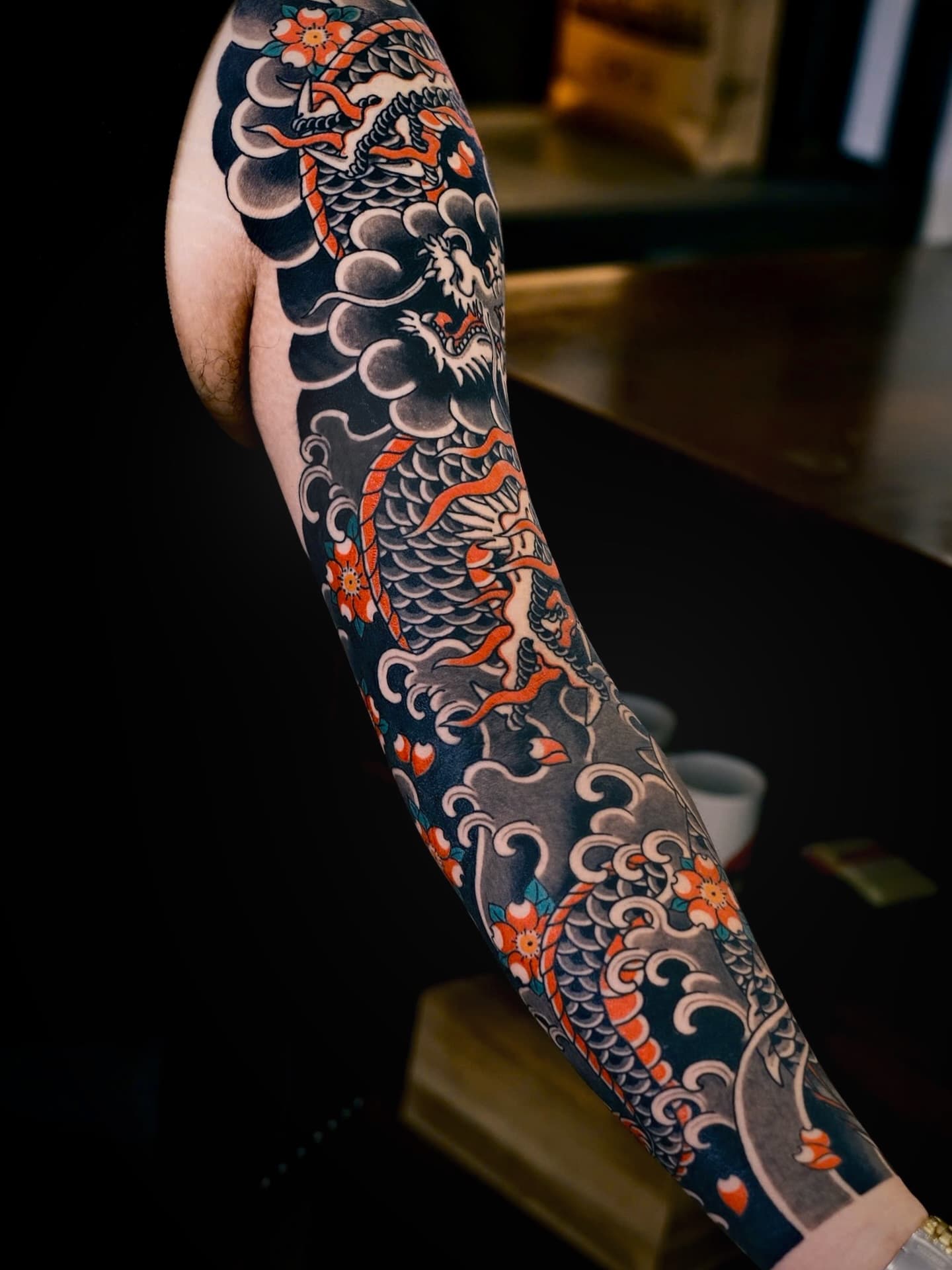 Japanese Irezumi Full Sleeve — Dragon & Fish — project media 3