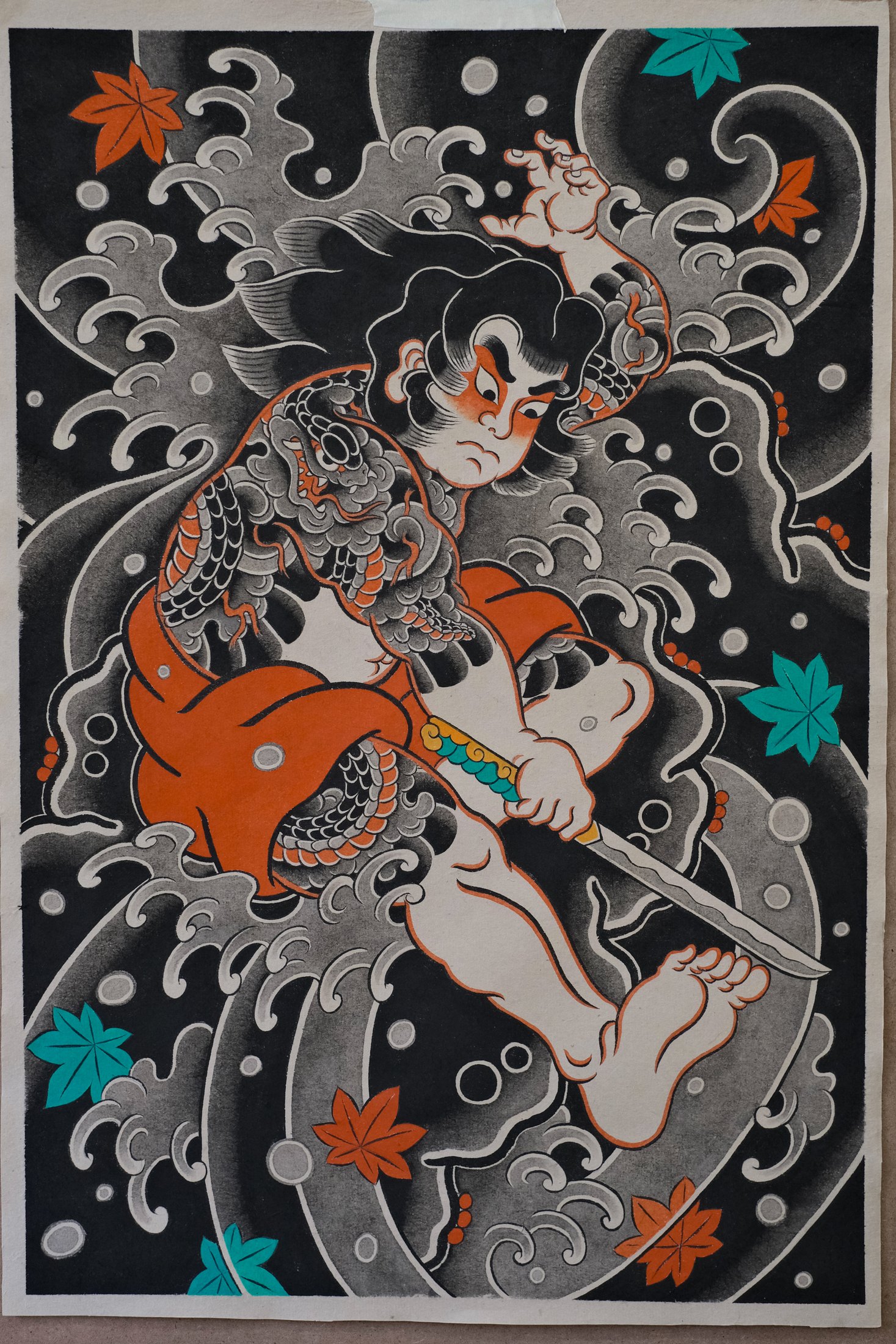 Warrior and koi study by HALEMINHX
